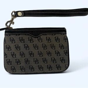 Vtg 90s Y2K Dooney Bourke Black/Grey Coin Purse Canvas Leather Streetwear